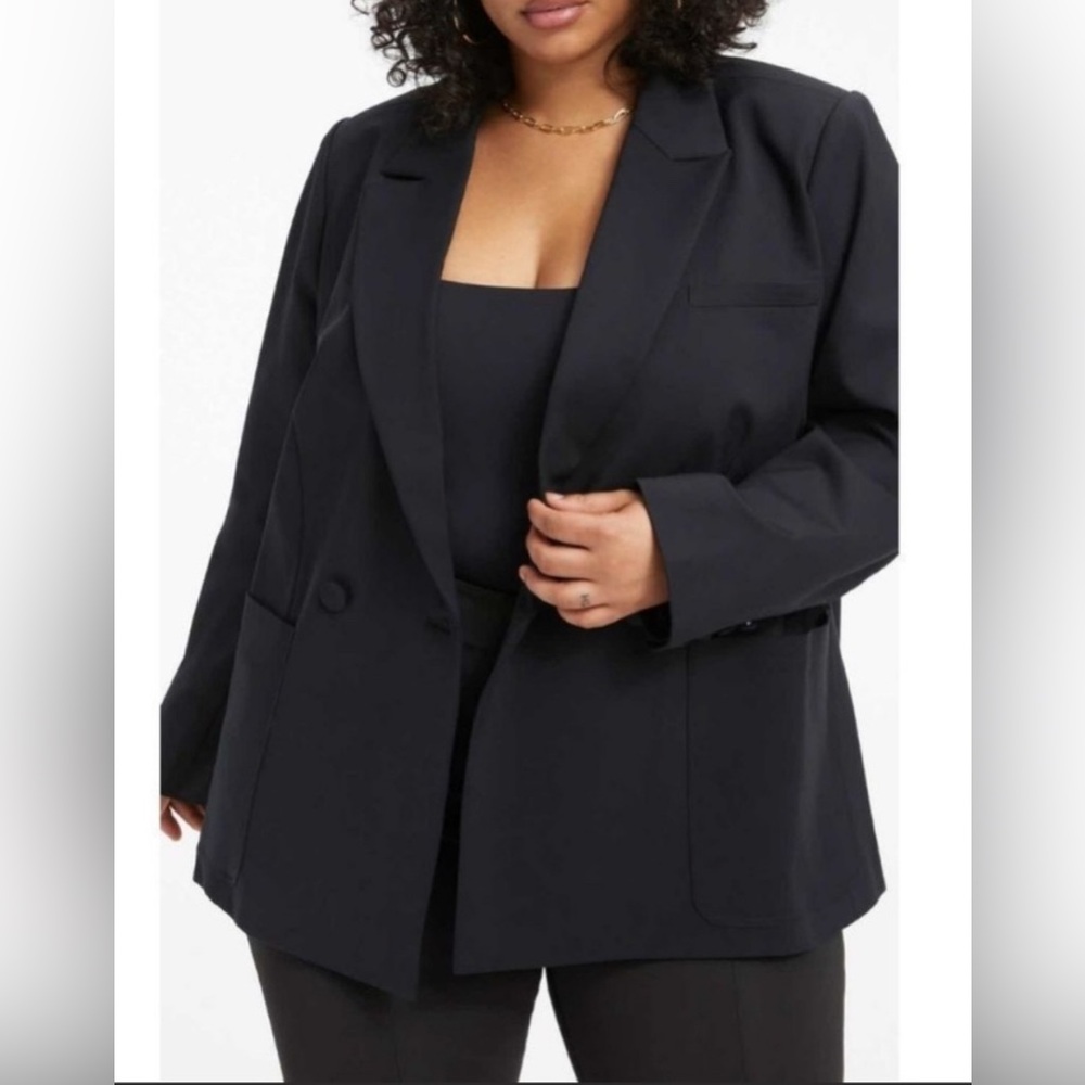 NWT Good American The Boss 2.0 Double Breasted Blazer black, Size 3/L
